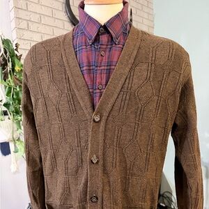 Vintage Cooper 3D Knit Cardigan | Made in Canada | Wool Blend | Unisex L